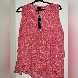 NWT Red & White Jones & Co. Sleeveless Top Size 1X